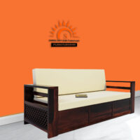 Sauli Solid Wood Sofa Cum Bed With Storage