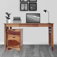 SUMO SOLID WOOD STUDY TABLE WITH STORAGE CABINET IN WALNUT FINISH