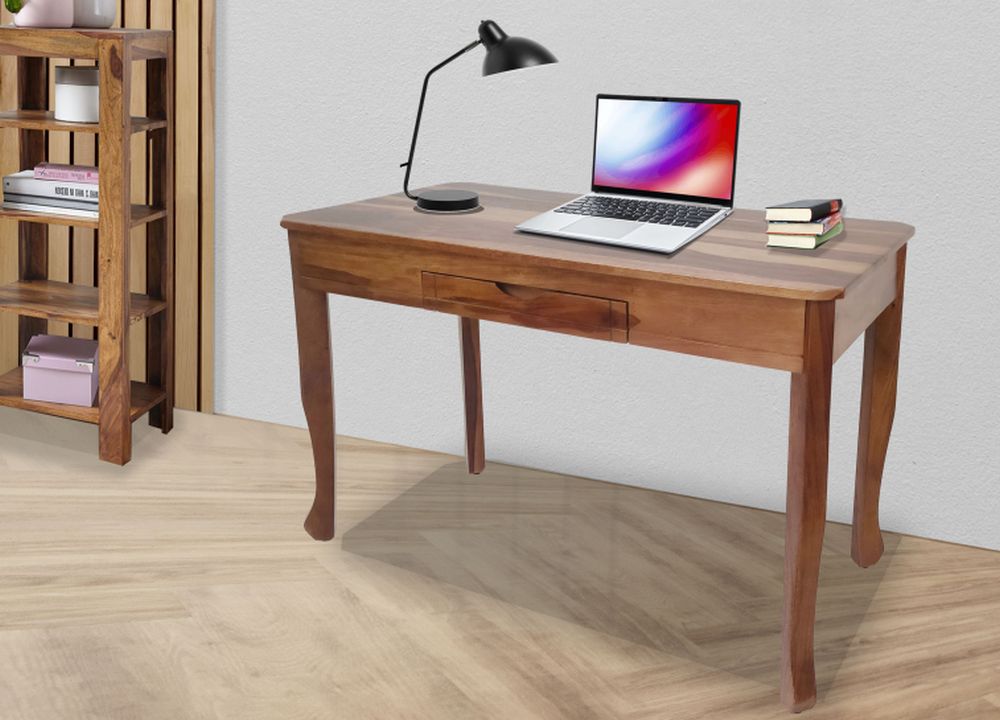 HERY SOLID WOOD STUDY TABLE IN WALNUT FINISH