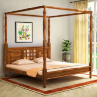 HRAY SOLID WOOD POSTER BED IN HONEY FINISH