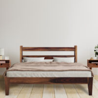 Ally solid wood queen size walnut finish bed