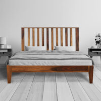 Vista solid wood queen size walnut finish bed
