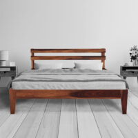 Aqua solid wood queen size walnut finish bed