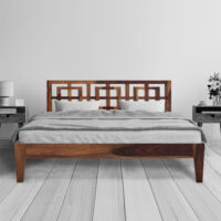 indy solid wood queen size walnut finish bed