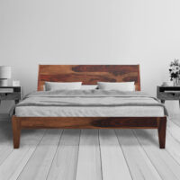 Jawa solid wood queen size walnut finish bed