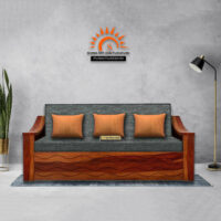 Wave  Solid Wood Sofa Cum Bed With Storage