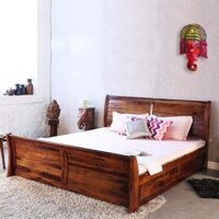 Furnitureshri solid wood king size storage bed