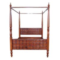 furnitureshri solid wood poster bed in honey finish