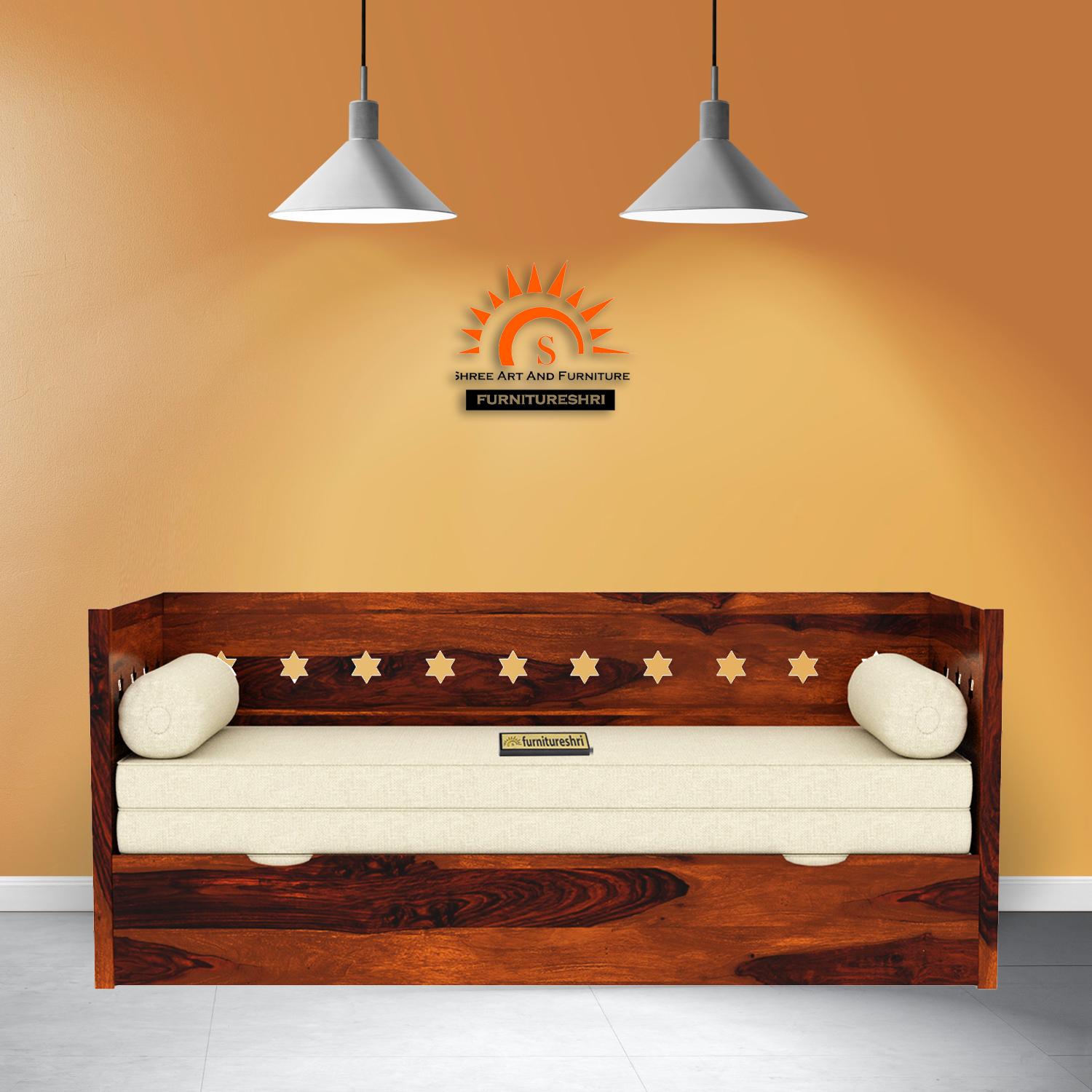 Star Solid Wood Sofa Cum Bed With Storage