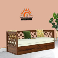 Howell Solid Wood Sofa Cum Bed With Storage